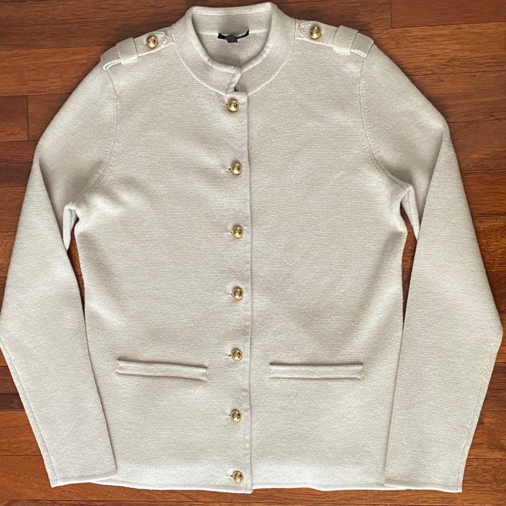 Talbots Merino Wool Sweater Jacket Ecru Size P